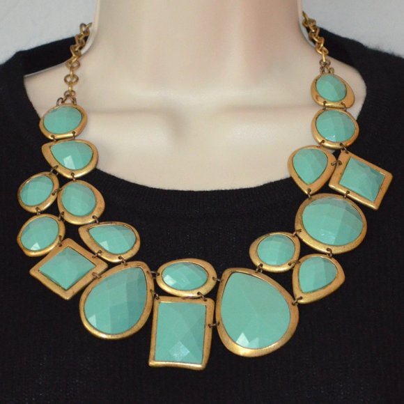 Anthropologie Jewelry - Anthropologie 22” Turquoise & Gold Statement Necklace